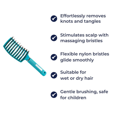 GleamGlide | Detangling Hair Brush – Quick Knot‑Free Detangling – Nylon Bristles with Scalp Massage Tips – For Thick or Curly Hair