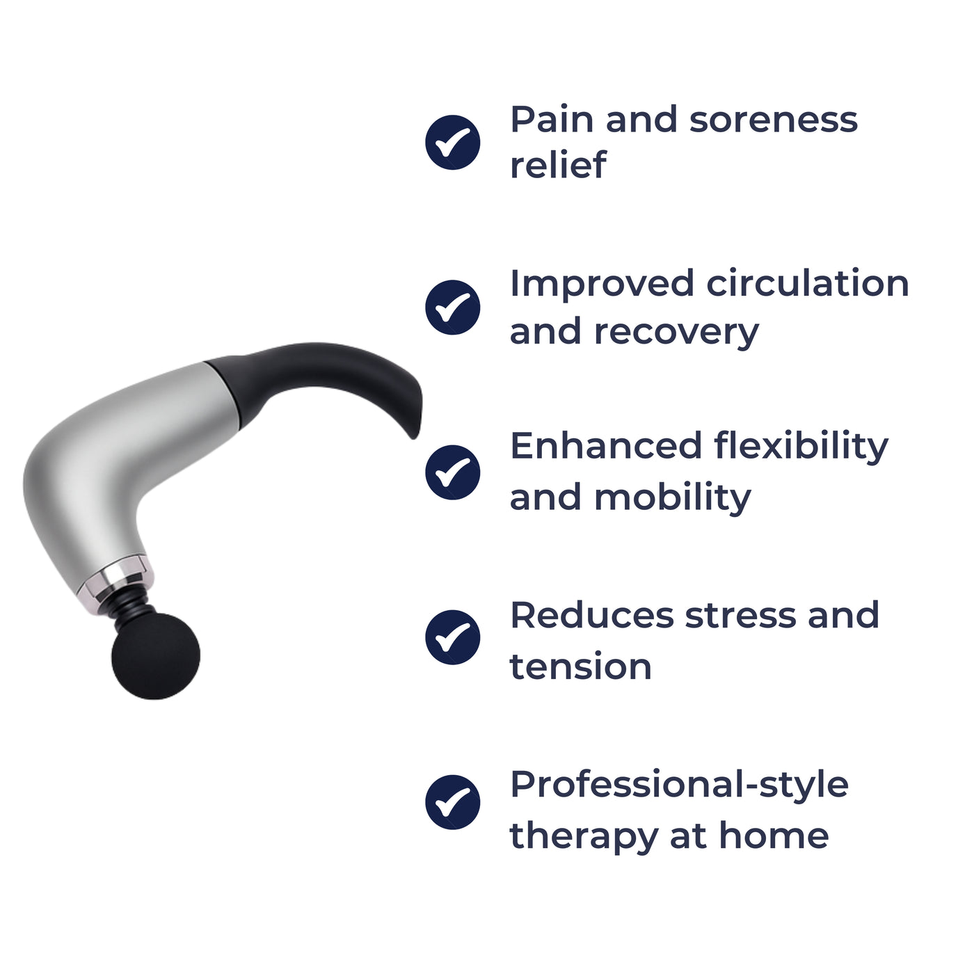 DeepEase | Massage Gun – Extended Handle – Quiet Adjustable Levels – Pain Relief For Back and Full Body