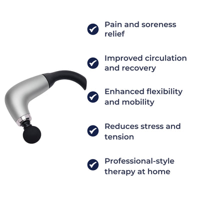 DeepEase | Massage Gun – Extended Handle – Quiet Adjustable Levels – Pain Relief For Back and Full Body