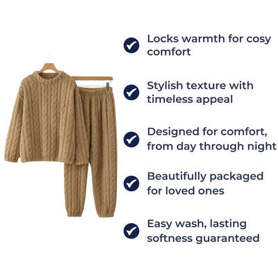 CosyAura | Warm Flannel Pyjamas – Thermal Insulation – Extra-Thick Soft Fabric – Women’s Winter Loungewear for Cosy Sleep and Warm Comfort