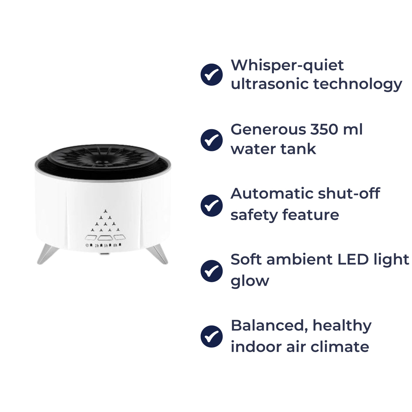 MistAura | Diffuser Humidifier – Ultrasonic Quiet Operation – 350 ml Tank – Sleep Relaxation – Relieves Dry Air & Aids Better Breathing