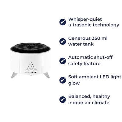 MistAura | Diffuser Humidifier – Ultrasonic Quiet Operation – 350 ml Tank – Sleep Relaxation – Relieves Dry Air & Aids Better Breathing