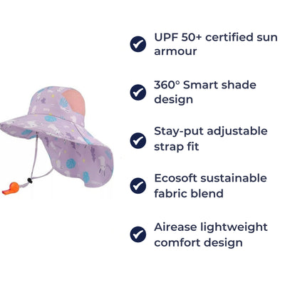 KidShade | Kids UV Sun Hat – UPF 50+ Full Coverage – Breathable Mesh Brim – Keeps Children Cool, Comfortable & Safe in the Sun Outdoors