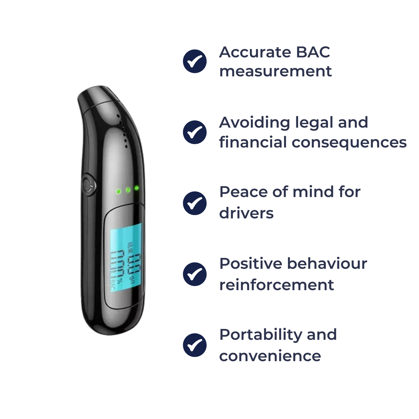 DriveClear | Breathalyser – Morning-after Alcohol Tester – Portable LCD Screen – Safe for UK Drivers