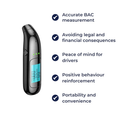 DriveClear | Breathalyser – Morning-after Alcohol Tester – Portable LCD Screen – Safe for UK Drivers