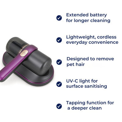 SwiftClean | Handheld Vacuum Cleaner – Long Run Time – Lightweight & Cordless – Removes Pet Hair – Ideal for Cars Stairs Upholstery Home