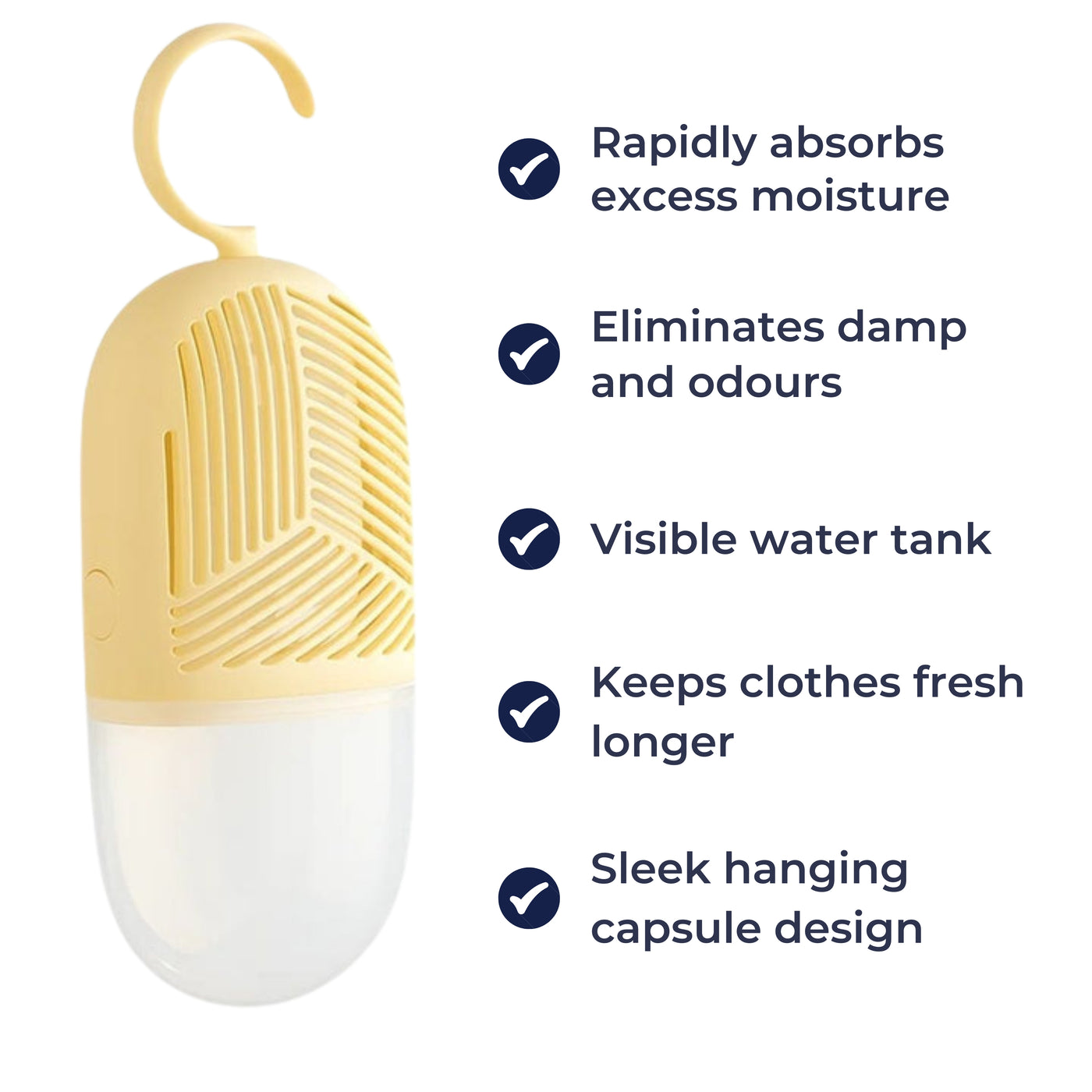 DryGuard | Wardrobe Dehumidifier – Stops Damp & Musty Smells – Transparent Water-View – Long-Lasting Freshness For Clothes Storage