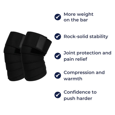 LiftGuard | Powerlifting Knee Wraps – Injury Prevention – Non-slip Long Design – Squats and Strength Training