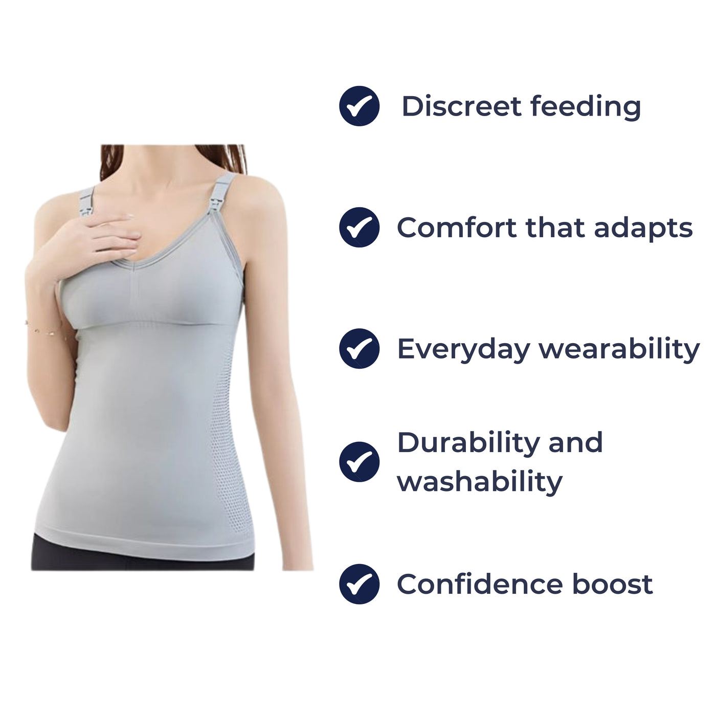 Nurtura | Maternity Breastfeeding Top – Leak-proof Support Pads – Stretch Cotton – Confidence for New Mothers