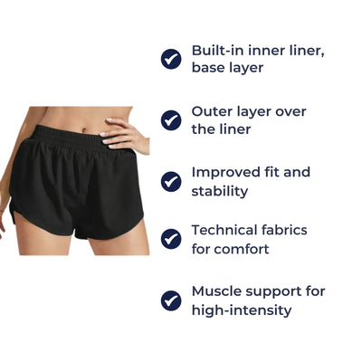 VitaMove | 2-in-1 Women’s Gym Shorts – High Waist Support Fit – Breathable Stretch Fabric – Running & Yoga