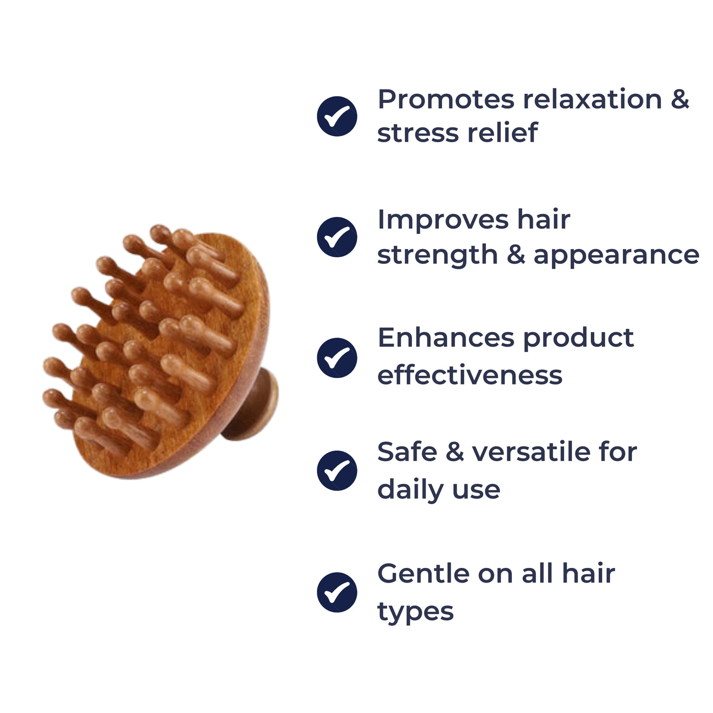 CalmCrown | Scalp Massager Comb – Stress-Relief & Hair Health – Natural Sandalwood Wide-Tooth – Home Office Travel Use