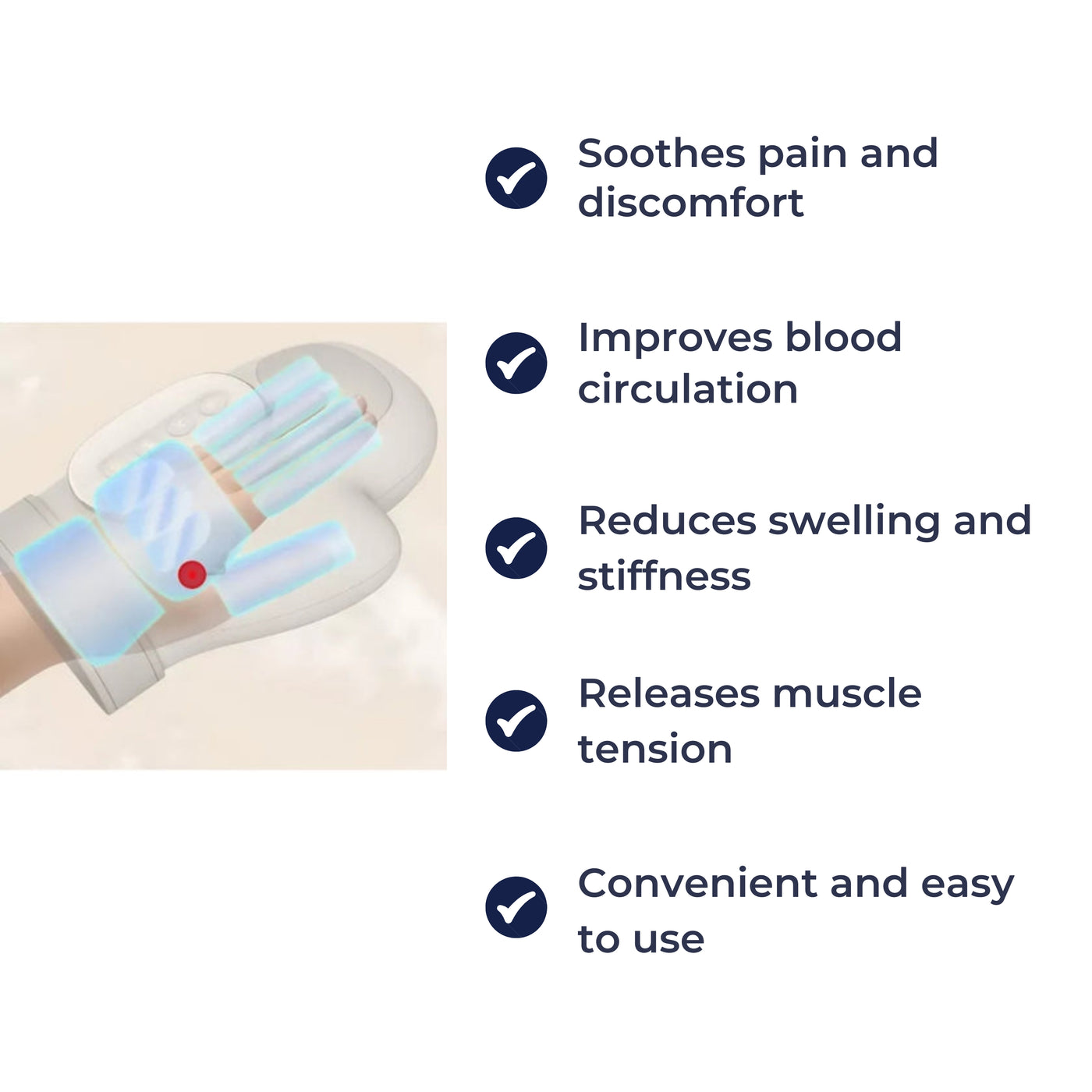 CalmPulse | Hand Compression Massager – Heat Relief Device – Cordless USB-Rechargeable – Ideal for Carpal Tunnel