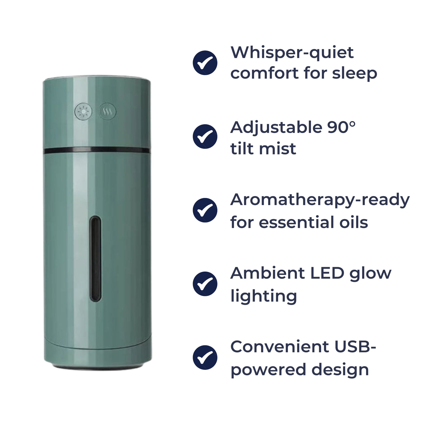 AeroMist | Portable Aromatherapy Humidifier – Ultra Quiet – 90° Tilt Rotation – Relieves Dry Air & Enhances Sleep in Bedroom or Office