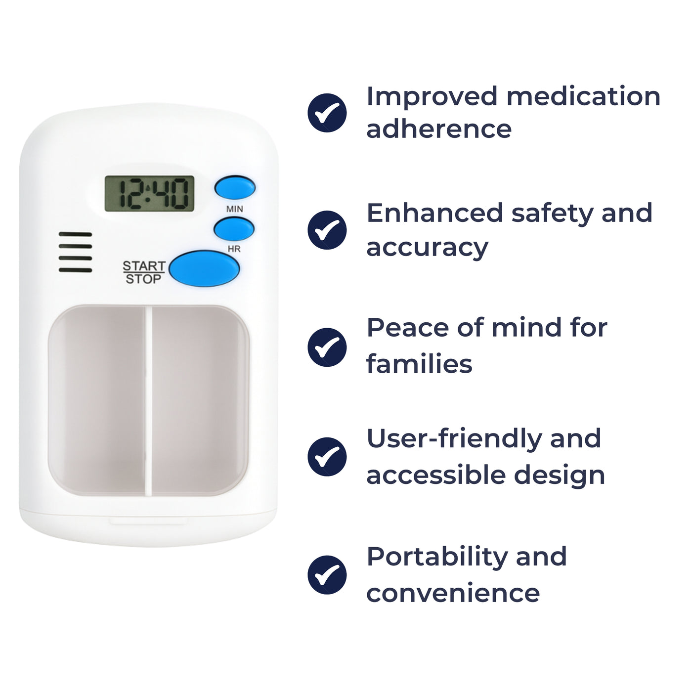 MediPrompt | Pill Organiser Alarm Box – Medication Reminder with Timer – Portable & Easy to Use – Daily Health Support