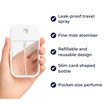 MistCard | Travel Spray Bottle – Leak-Proof Fine Mist Refillable – Compact Card-Shape for Perfume & Sanitiser