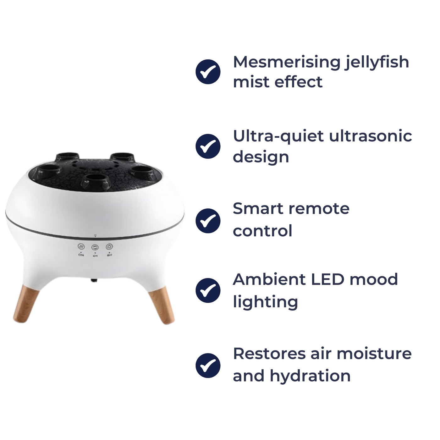 AirSoothe | Humidifier – Quiet LED Jellyfish Effect – Remote Control – Relieves Dry Skin & Congestion for Peaceful Sleep & Relaxation