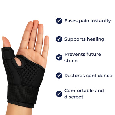 ThumbEase | Wrist Support Brace – Relief for De Quervain’s Tendonitis – Breathable Adjustable Compression – Everyday & Active Use