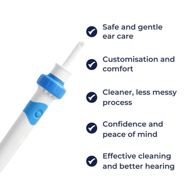 EarSure | Electric Ear Cleaner – Soft Silicone Tip – LED Guidance – Quiet Safe Wax Removal for Adults & Kids