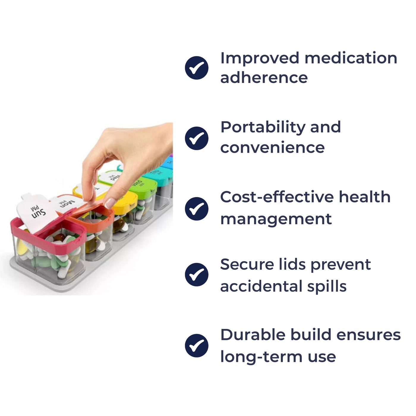 DoseGuard | Weekly Pill Organiser – Large 7-Day Case – Moisture-Proof BPA-Free Compartments – Ideal for Seniors & Carers