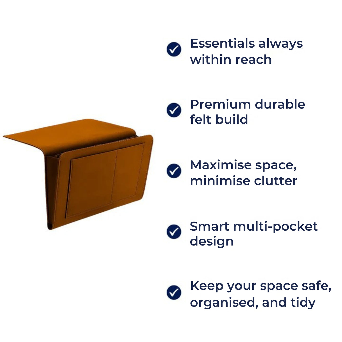 BedEase | Bedside Organiser Caddy – Essentials Within Reach – Thick Felt Durable Material – Save Space Stay Organised & Enjoy Nighttime Comfort