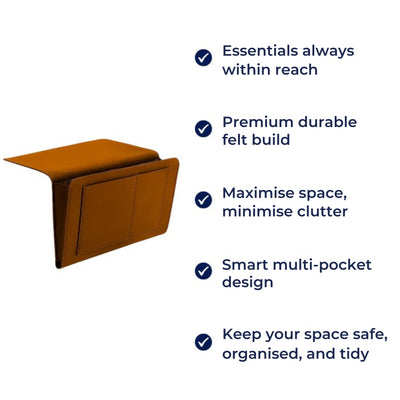 BedEase | Bedside Organiser Caddy – Essentials Within Reach – Thick Felt Durable Material – Save Space Stay Organised & Enjoy Nighttime Comfort