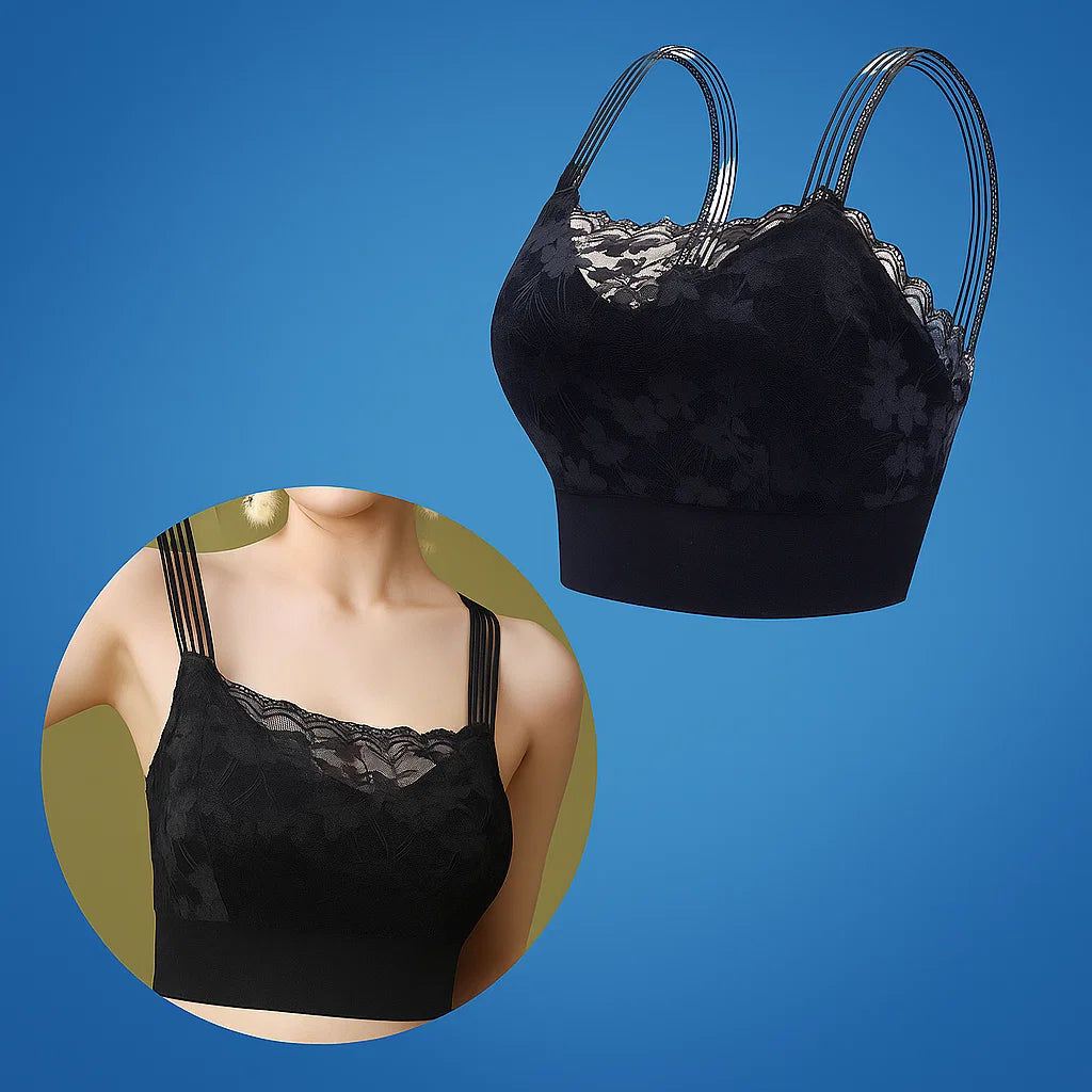 SereneLift | Wireless Sports Lace Bra – Cooling Quick-Dry Fabric – Supportive Soft Fit – Yoga & Casual Wear