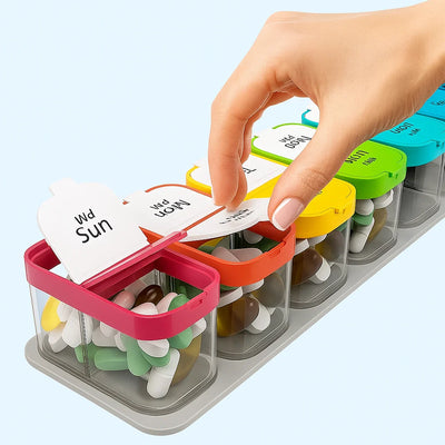 DoseGuard | Weekly Pill Organiser – Large 7-Day Case – Moisture-Proof BPA-Free Compartments – Ideal for Seniors & Carers
