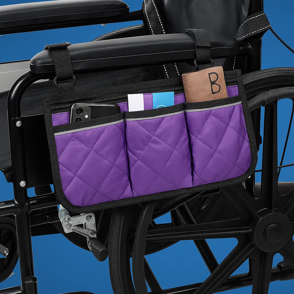 HandiKeep | Wheelchair Side Bag – Quick-Access Storage – Reflective Durable Fabric – Daily Independence