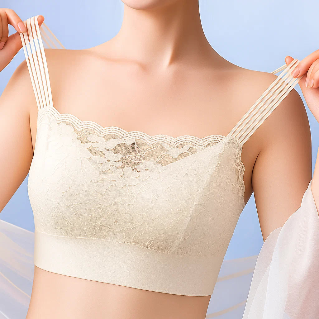 SereneLift | Wireless Sports Lace Bra – Cooling Quick-Dry Fabric – Supportive Soft Fit – Yoga & Casual Wear